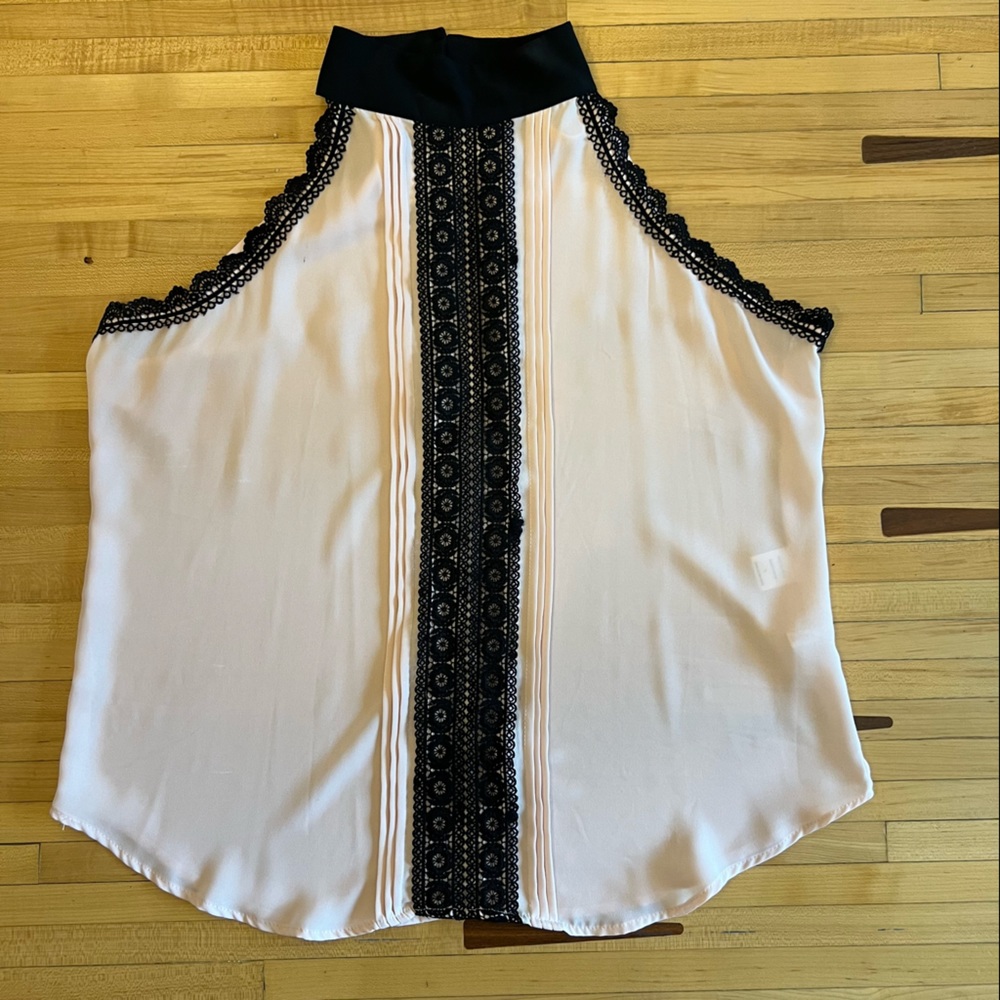 NWT NY&Co Pink and Black Lace Tank Blouse